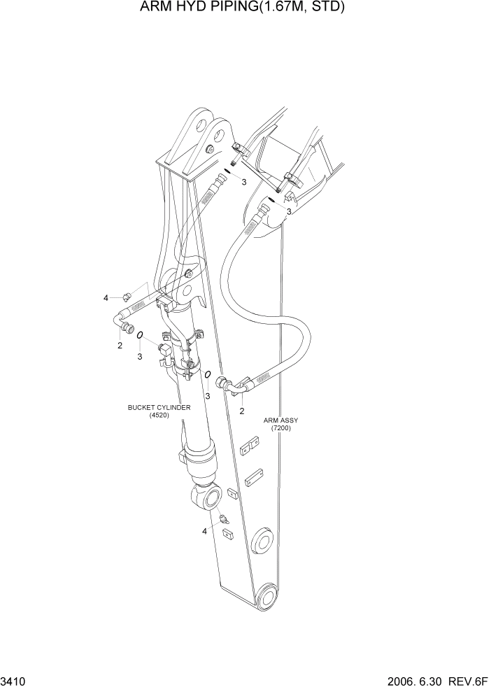 Схема запчастей Hyundai R80-7 - PAGE 3410 ARM HYD PIPING ГИДРАВЛИЧЕСКАЯ СИСТЕМА