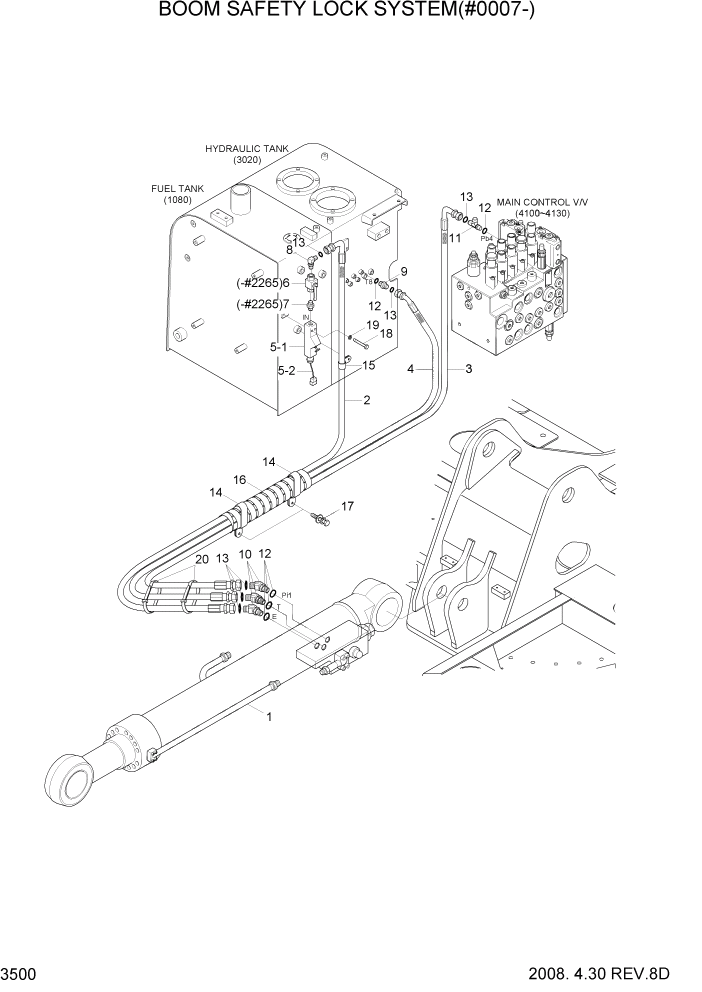 Схема запчастей Hyundai R80-7 - PAGE 3500 BOOM SAFETY LOCK SYSTEM(#0007-) ГИДРАВЛИЧЕСКАЯ СИСТЕМА