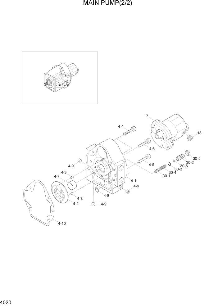 Схема запчастей Hyundai R80-7 - PAGE 4020 MAIN PUMP(2/2) ГИДРАВЛИЧЕСКИЕ КОМПОНЕНТЫ