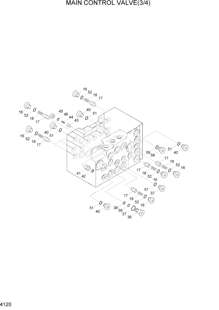 Схема запчастей Hyundai R80-7 - PAGE 4120 MAIN CONTROL VALVE(3/4) ГИДРАВЛИЧЕСКИЕ КОМПОНЕНТЫ