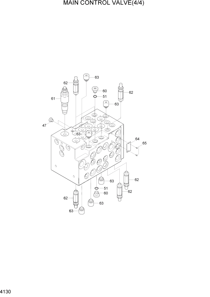 Схема запчастей Hyundai R80-7 - PAGE 4130 MAIN CONTROL VALVE(4/4) ГИДРАВЛИЧЕСКИЕ КОМПОНЕНТЫ