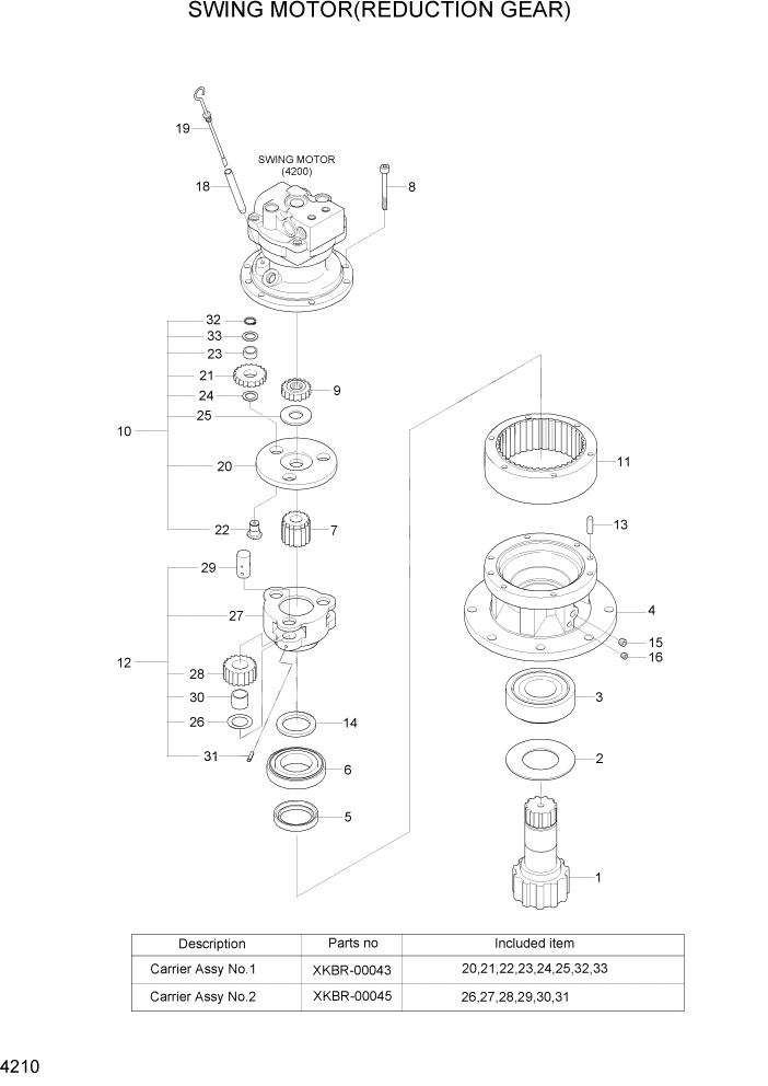 Схема запчастей Hyundai R80-7 - PAGE 4210 SWING MOTOR(REDUCTION GEAR) ГИДРАВЛИЧЕСКИЕ КОМПОНЕНТЫ