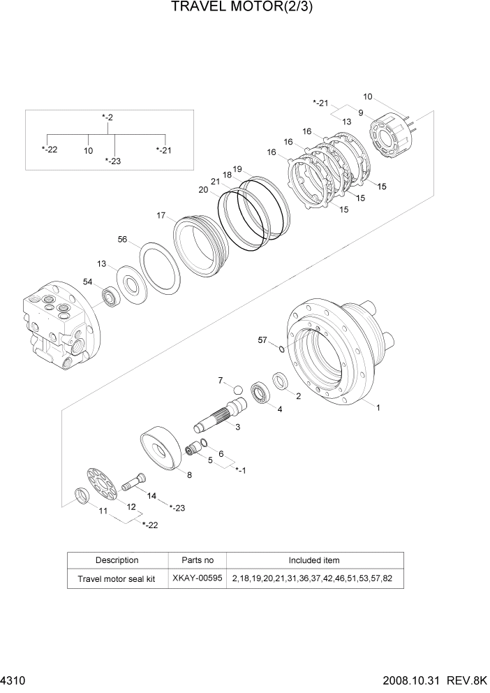 Схема запчастей Hyundai R80-7 - PAGE 4310 TRAVEL MOTOR(2/3) ГИДРАВЛИЧЕСКИЕ КОМПОНЕНТЫ