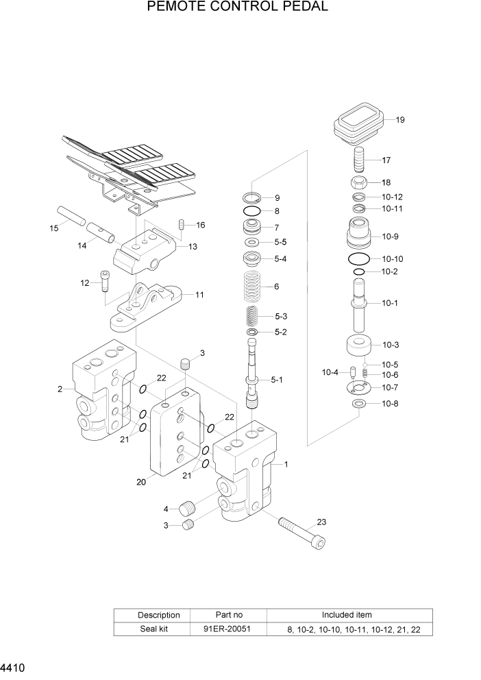 Схема запчастей Hyundai R80-7 - PAGE 4410 REMOTE CONTROL PEDAL ГИДРАВЛИЧЕСКИЕ КОМПОНЕНТЫ