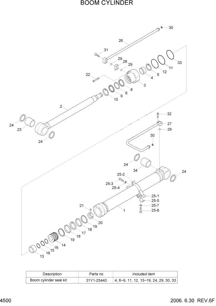 Схема запчастей Hyundai R80-7 - PAGE 4500 BOOM CYLINDER ГИДРАВЛИЧЕСКИЕ КОМПОНЕНТЫ