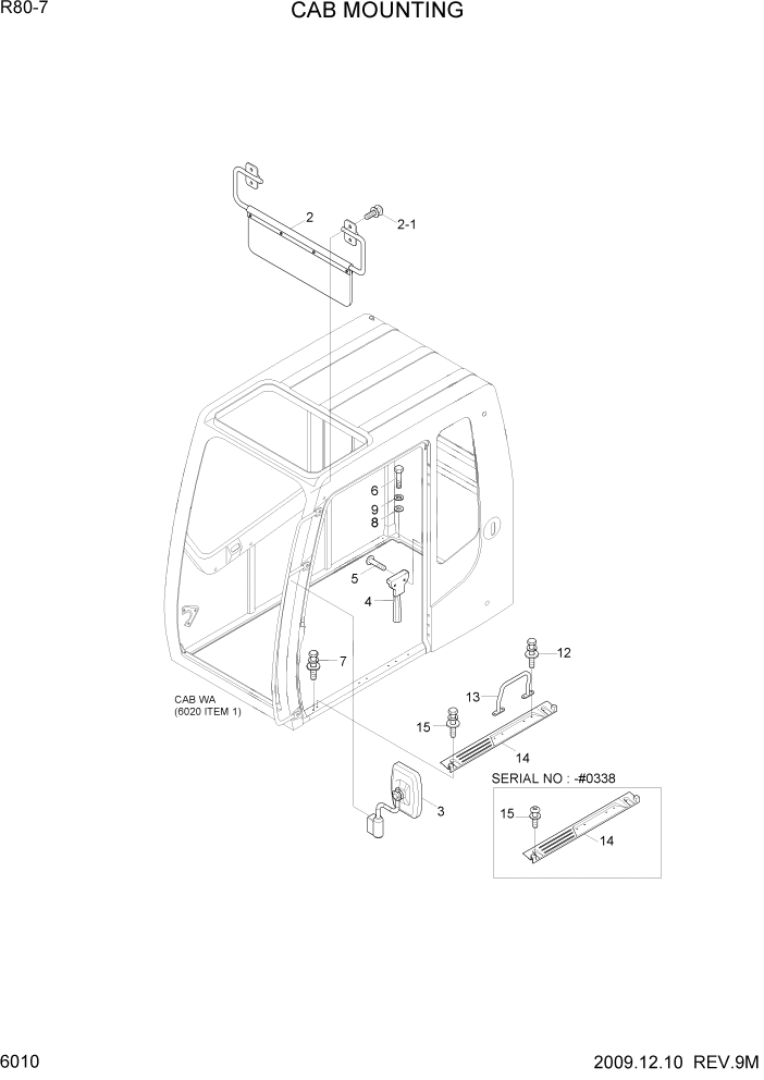 Схема запчастей Hyundai R80-7 - PAGE 6010 CAB MOUNTING СТРУКТУРА