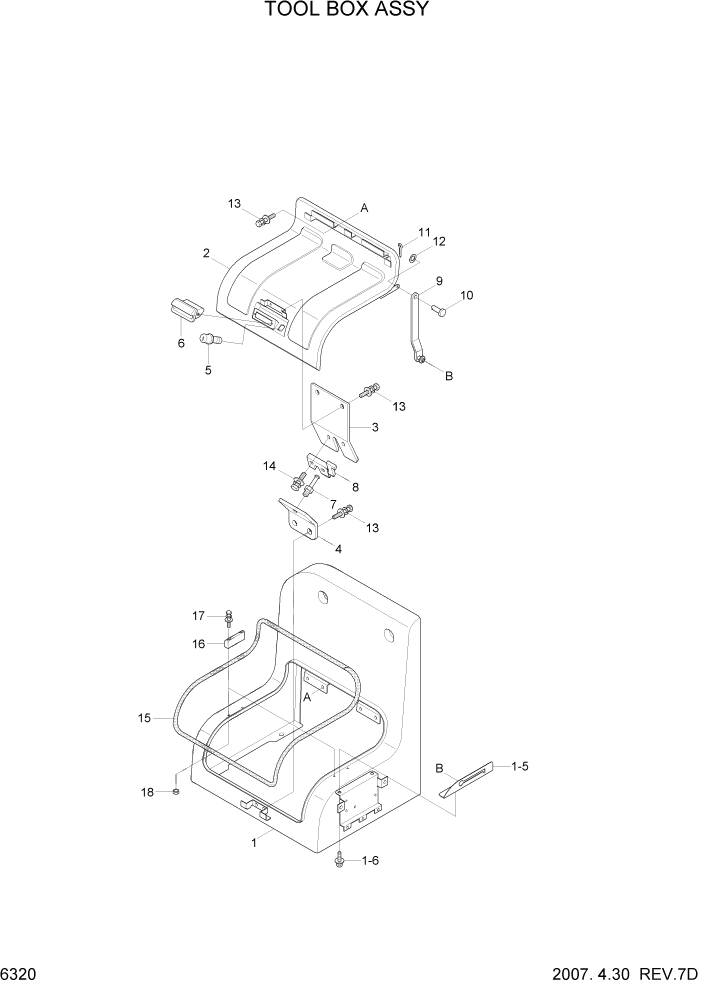 Схема запчастей Hyundai R80-7 - PAGE 6320 TOOL BOX ASSY СТРУКТУРА