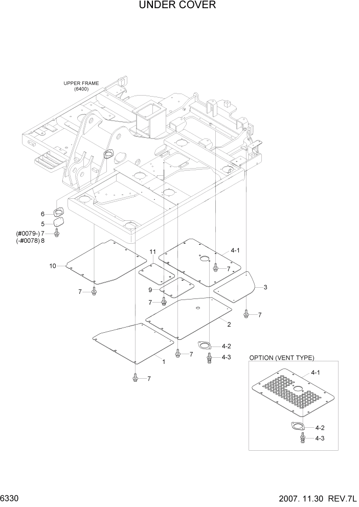 Схема запчастей Hyundai R80-7 - PAGE 6330 UNDER COVER СТРУКТУРА