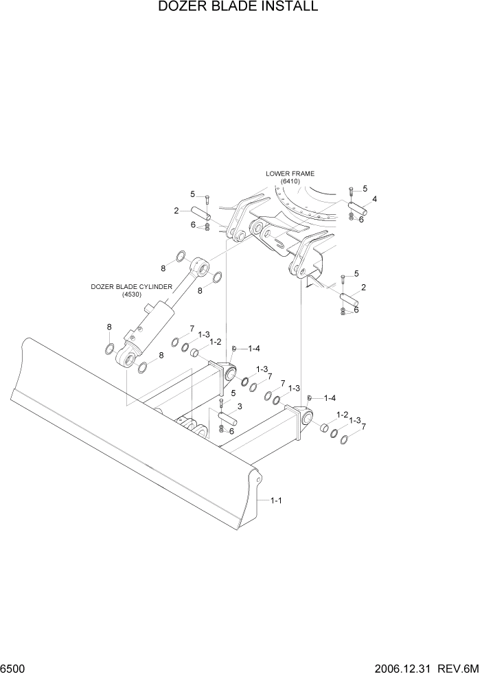 Схема запчастей Hyundai R80-7 - PAGE 6500 DOZER BLADE INSTALL СТРУКТУРА