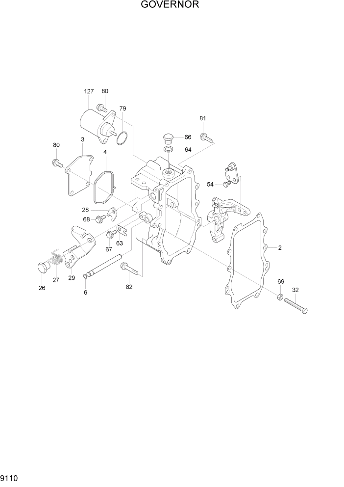 Схема запчастей Hyundai R80-7 - PAGE 9110 GOVERNOR ДВИГАТЕЛЬ БАЗА