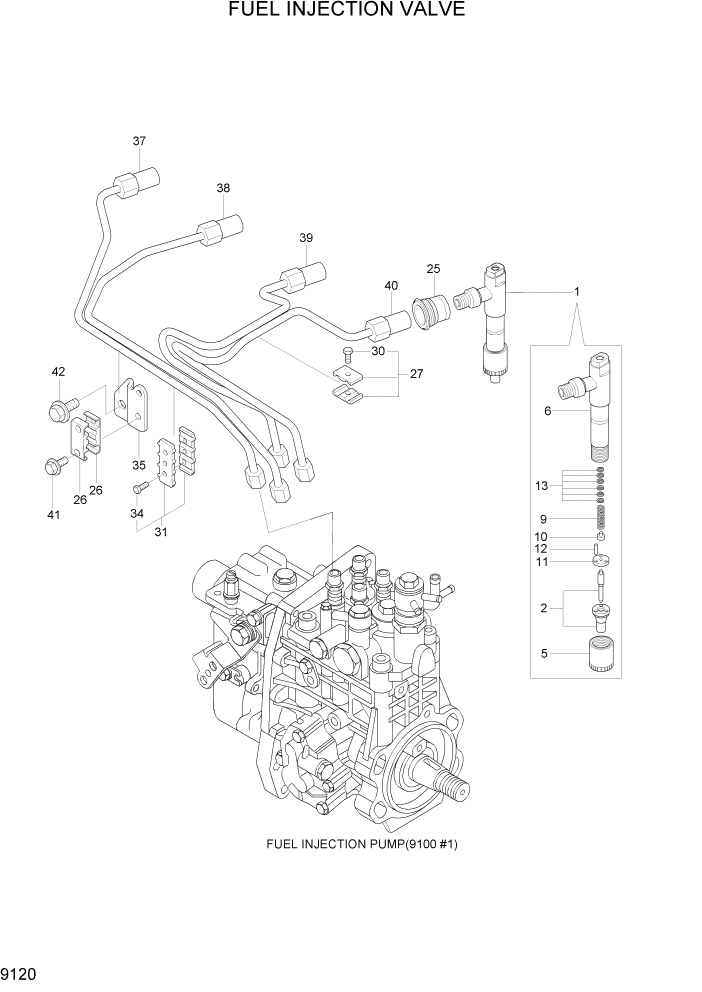 Схема запчастей Hyundai R80-7 - PAGE 9120 FUEL INJECTION VALVE ДВИГАТЕЛЬ БАЗА