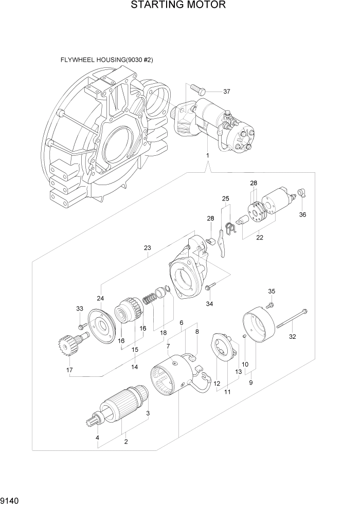 Схема запчастей Hyundai R80-7 - PAGE 9140 STARTING MOTOR ДВИГАТЕЛЬ БАЗА