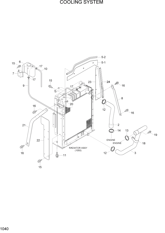 Схема запчастей Hyundai R80-7A - PAGE 1040 COOLING SYSTEM СИСТЕМА ДВИГАТЕЛЯ