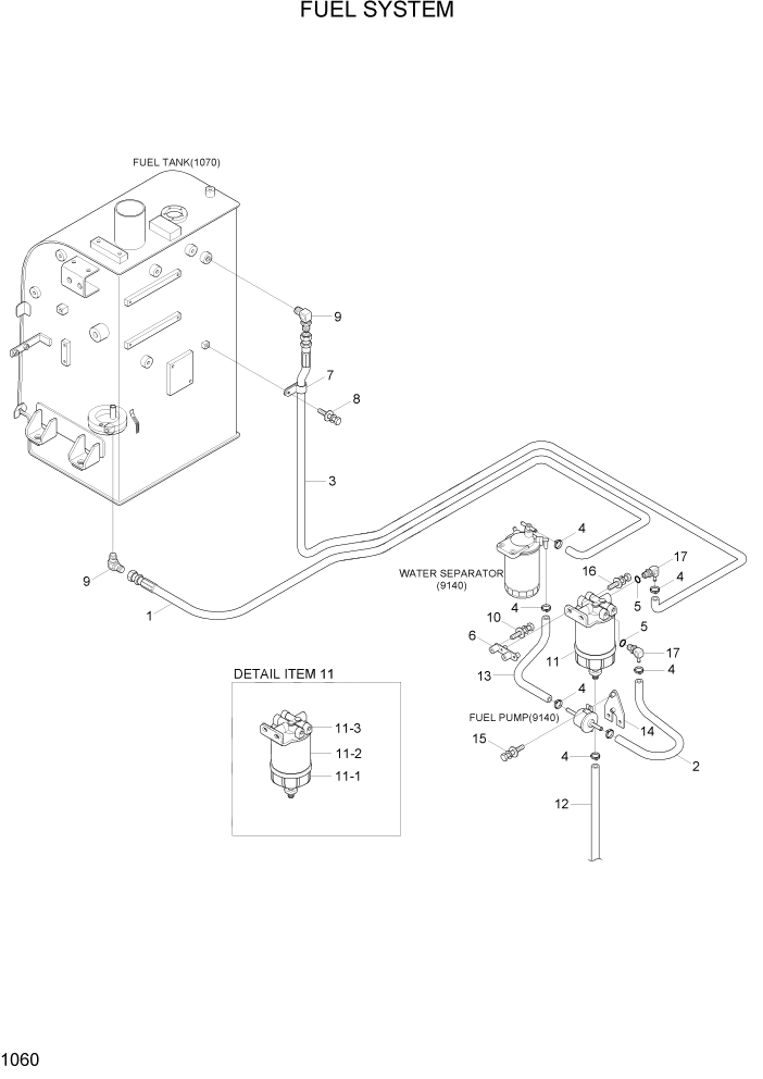 Схема запчастей Hyundai R80-7A - PAGE 1060 FUEL SYSTEM СИСТЕМА ДВИГАТЕЛЯ