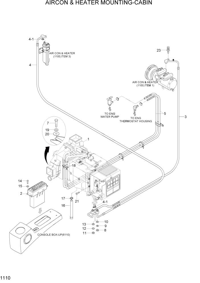 Схема запчастей Hyundai R80-7A - PAGE 1110 AIRCON & HEATER MOUNTING-CABIN СИСТЕМА ДВИГАТЕЛЯ