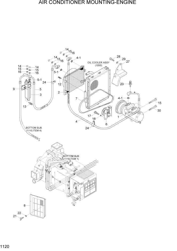 Схема запчастей Hyundai R80-7A - PAGE 1120 AIR CONDITIONER MOUNTING-ENGINE СИСТЕМА ДВИГАТЕЛЯ