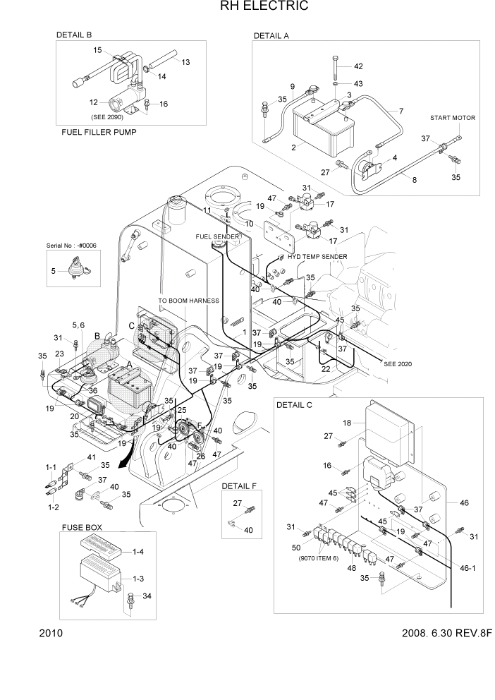 Схема запчастей Hyundai R80-7A - PAGE 2010 RH ELECTRIC ЭЛЕКТРИЧЕСКАЯ СИСТЕМА