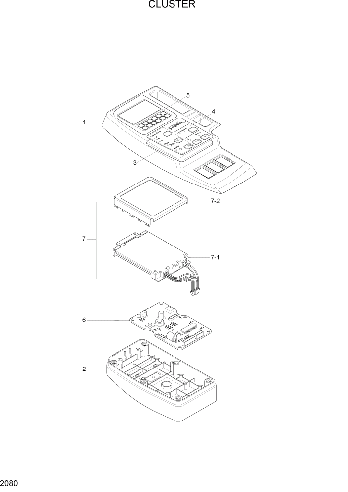 Схема запчастей Hyundai R80-7A - PAGE 2080 CLUSTER ЭЛЕКТРИЧЕСКАЯ СИСТЕМА