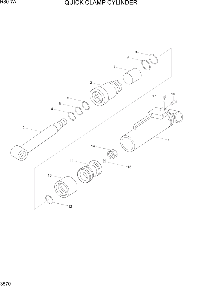 Схема запчастей Hyundai R80-7A - PAGE 3570 QUICK CLAMP CYLINDER ГИДРАВЛИЧЕСКАЯ СИСТЕМА