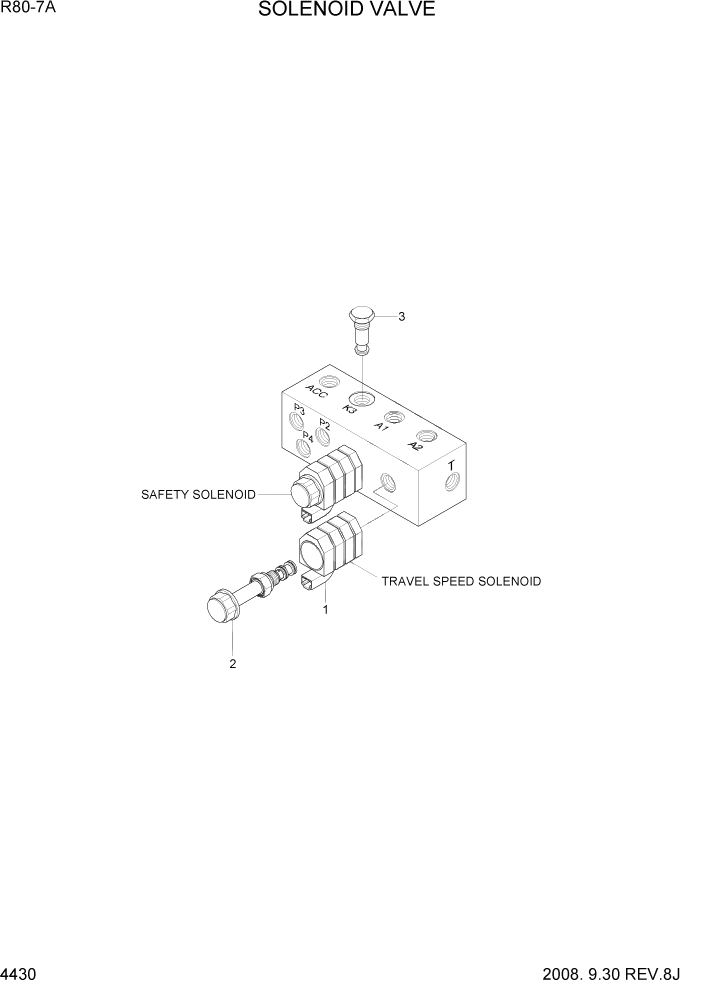 Схема запчастей Hyundai R80-7A - PAGE 4430 SOLENOID VALVE ГИДРАВЛИЧЕСКИЕ КОМПОНЕНТЫ