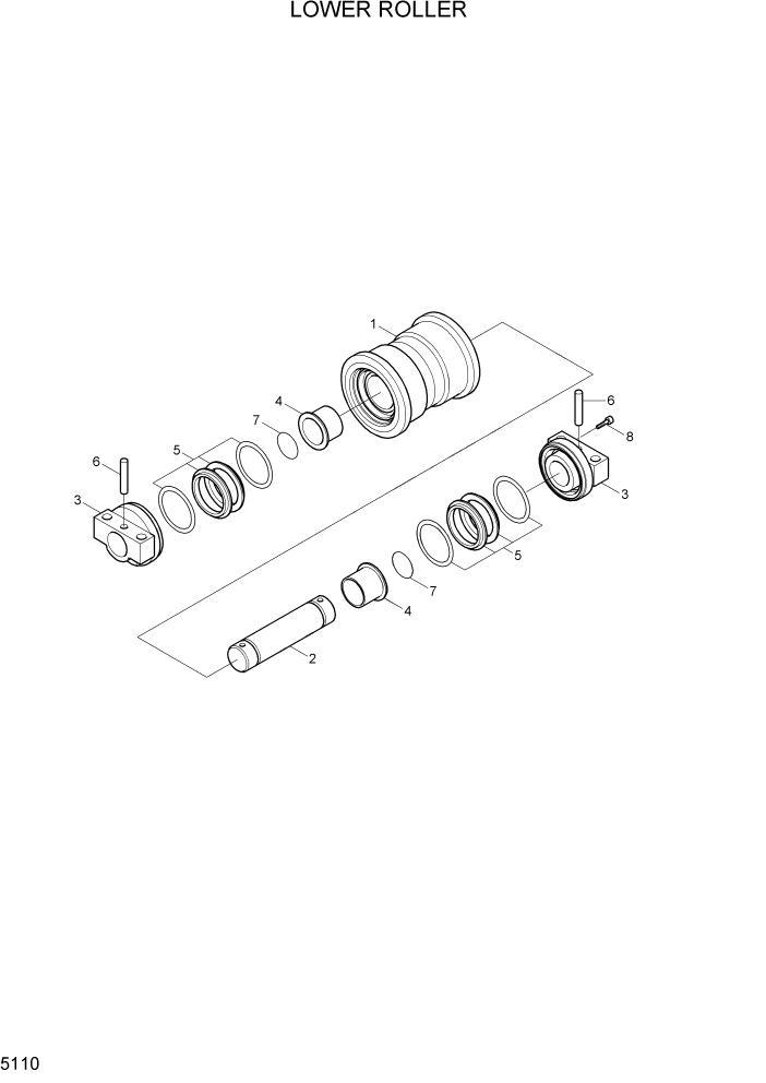 Схема запчастей Hyundai R80-7A - PAGE 5110 LOWER ROLLER ХОДОВАЯ ЧАСТЬ