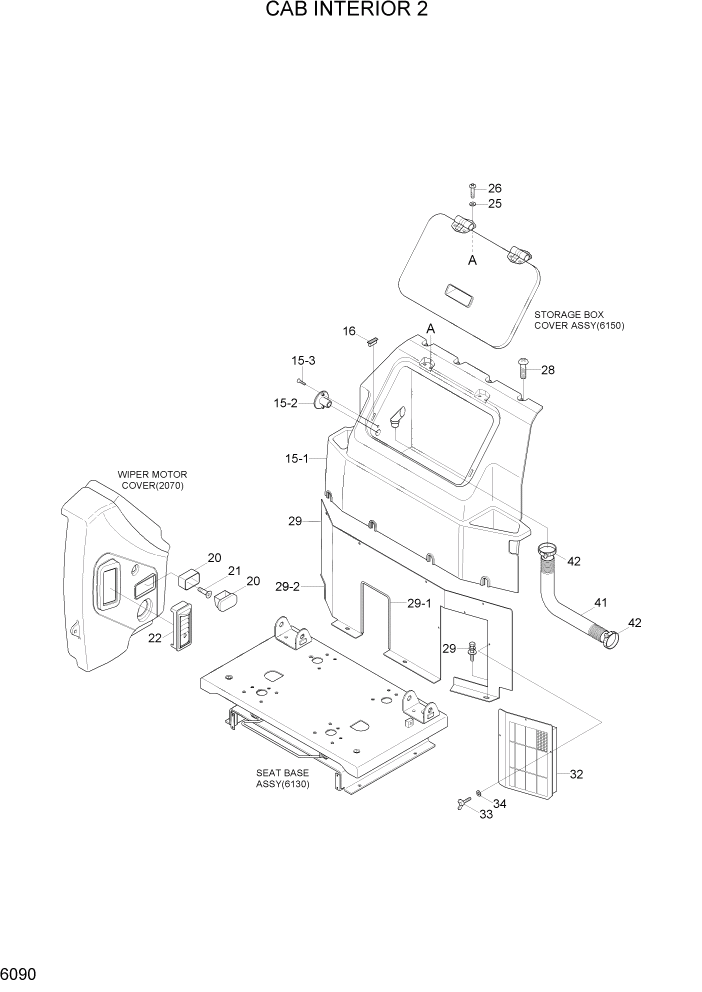 Схема запчастей Hyundai R80-7A - PAGE 6090 CAB INTERIOR 2 СТРУКТУРА