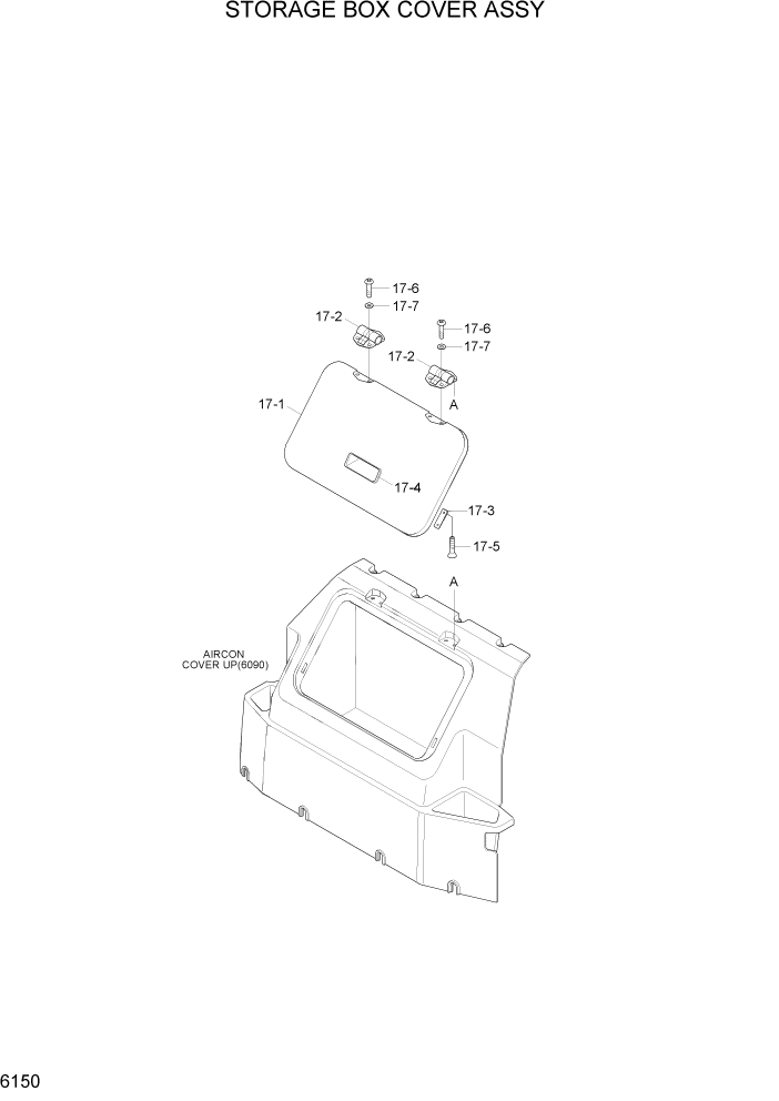 Схема запчастей Hyundai R80-7A - PAGE 6150 STORAGE BOX COVER ASSY СТРУКТУРА