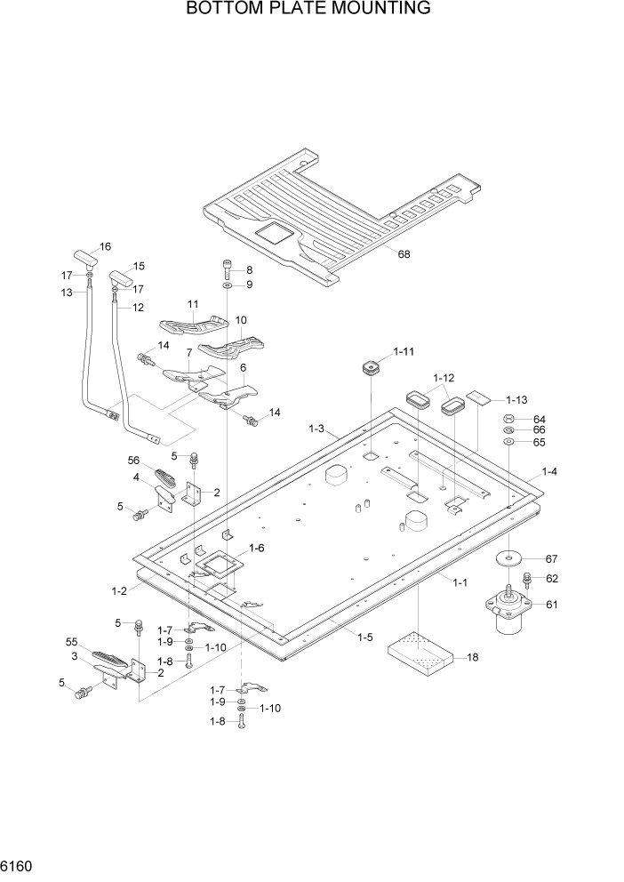 Схема запчастей Hyundai R80-7A - PAGE 6160 BOTTOM PLATE MOUNTING СТРУКТУРА