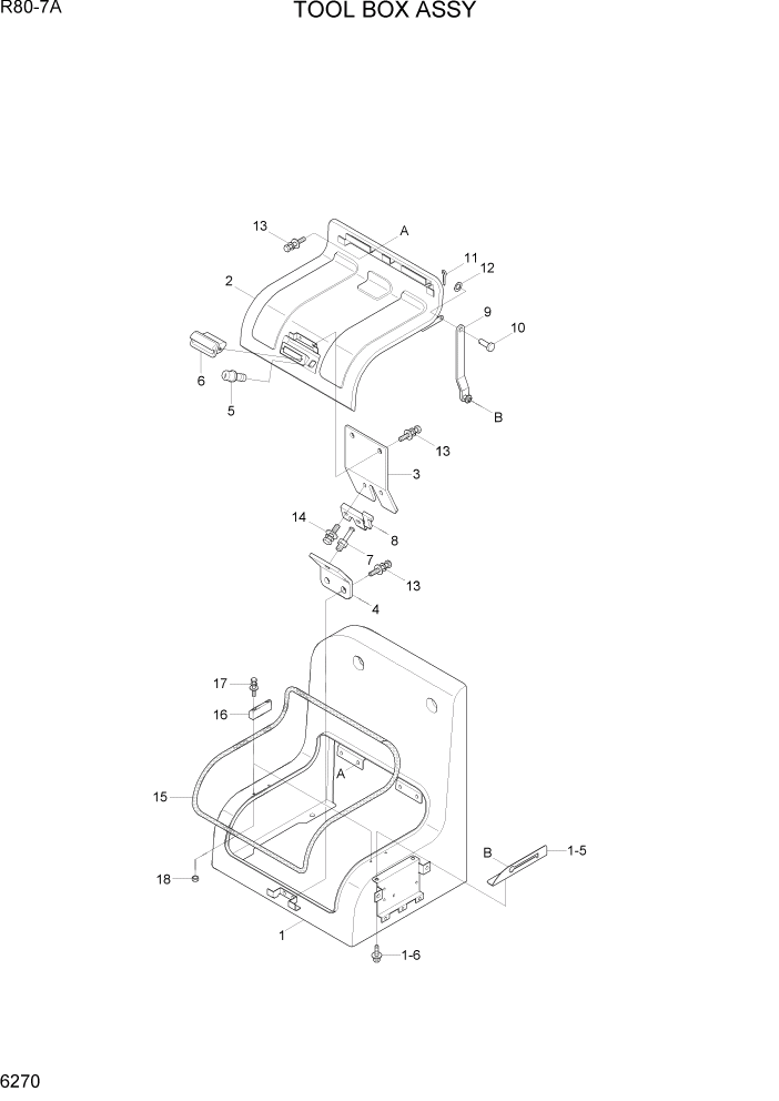 Схема запчастей Hyundai R80-7A - PAGE 6270 TOOL BOX ASSY СТРУКТУРА