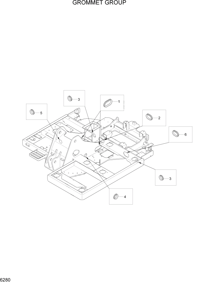 Схема запчастей Hyundai R80-7A - PAGE 6280 GROMMET GROUP СТРУКТУРА