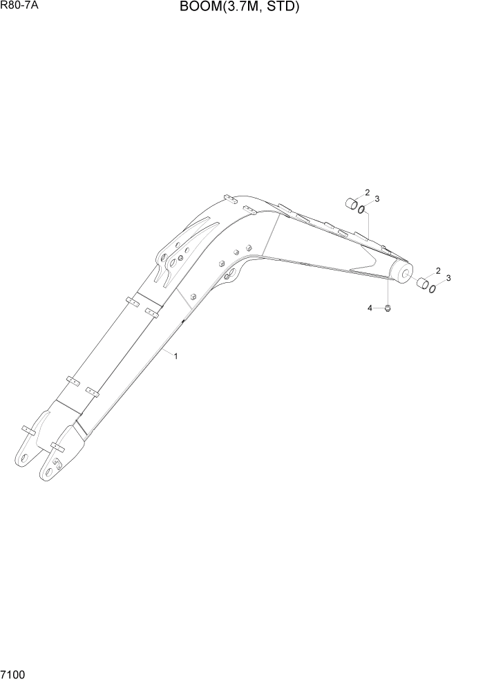 Схема запчастей Hyundai R80-7A - PAGE 7100 BOOM(3.7M, STD) РАБОЧЕЕ ОБОРУДОВАНИЕ