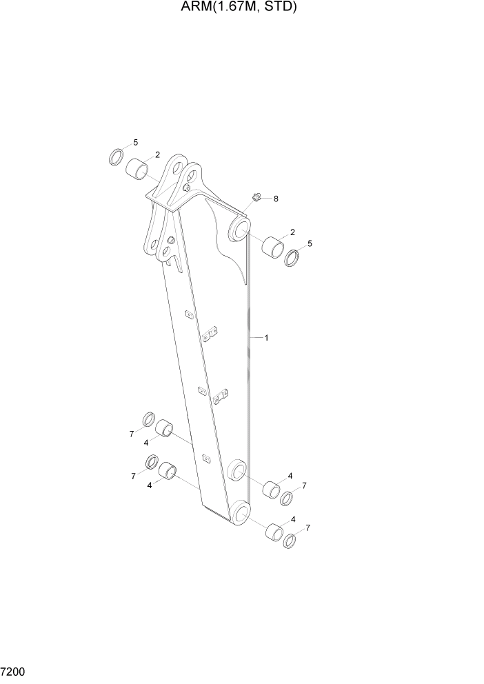 Схема запчастей Hyundai R80-7A - PAGE 7200 ARM(1.67M, STD) РАБОЧЕЕ ОБОРУДОВАНИЕ