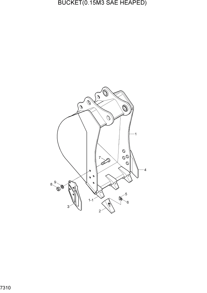 Схема запчастей Hyundai R80-7A - PAGE 7310 BUCKET(0.15M3 SAE HEAPED) РАБОЧЕЕ ОБОРУДОВАНИЕ