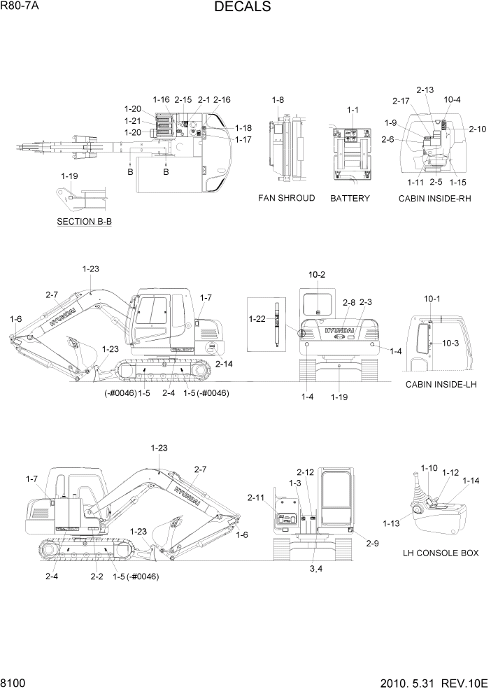 Схема запчастей Hyundai R80-7A - PAGE 8100 DECALS ДРУГИЕ ЧАСТИ