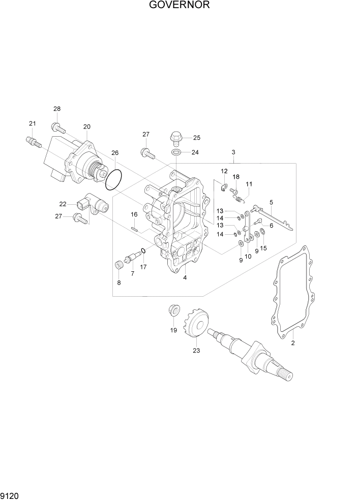 Схема запчастей Hyundai R80-7A - PAGE 9120 GOVERNOR ДВИГАТЕЛЬ БАЗА