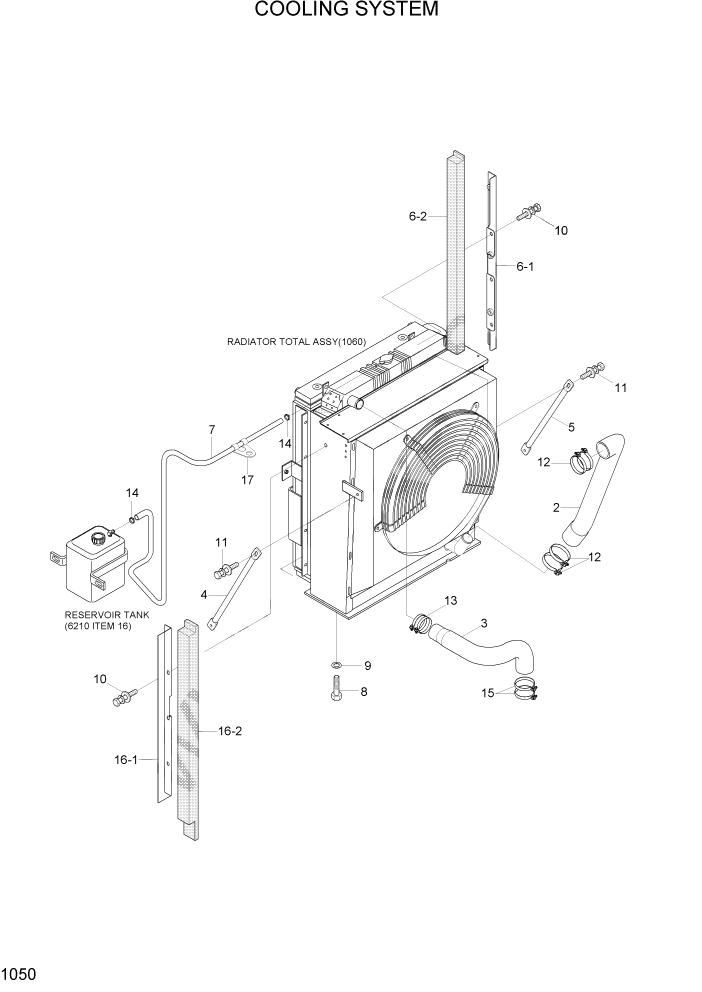 Схема запчастей Hyundai R110-7 - PAGE 1050 COOLING SYSTEM СИСТЕМА ДВИГАТЕЛЯ