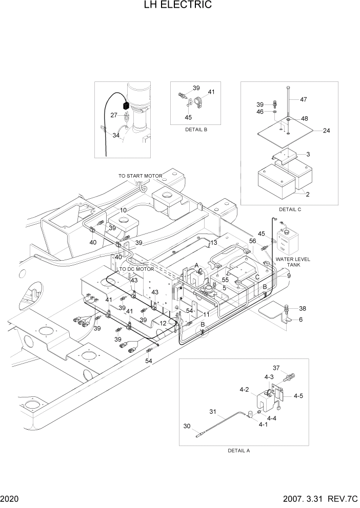 Схема запчастей Hyundai R110-7 - PAGE 2020 LH ELECTRIC ЭЛЕКТРИЧЕСКАЯ СИСТЕМА