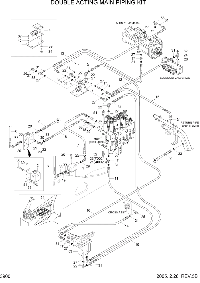 Схема запчастей Hyundai R110-7 - PAGE 3900 DOUBLE ACTING MAIN PIPING KIT ГИДРАВЛИЧЕСКАЯ СИСТЕМА