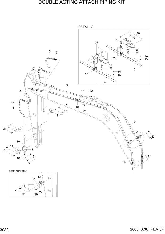 Схема запчастей Hyundai R110-7 - PAGE 3930 DOUBLE ACTING ATTACH PIPING KIT ГИДРАВЛИЧЕСКАЯ СИСТЕМА