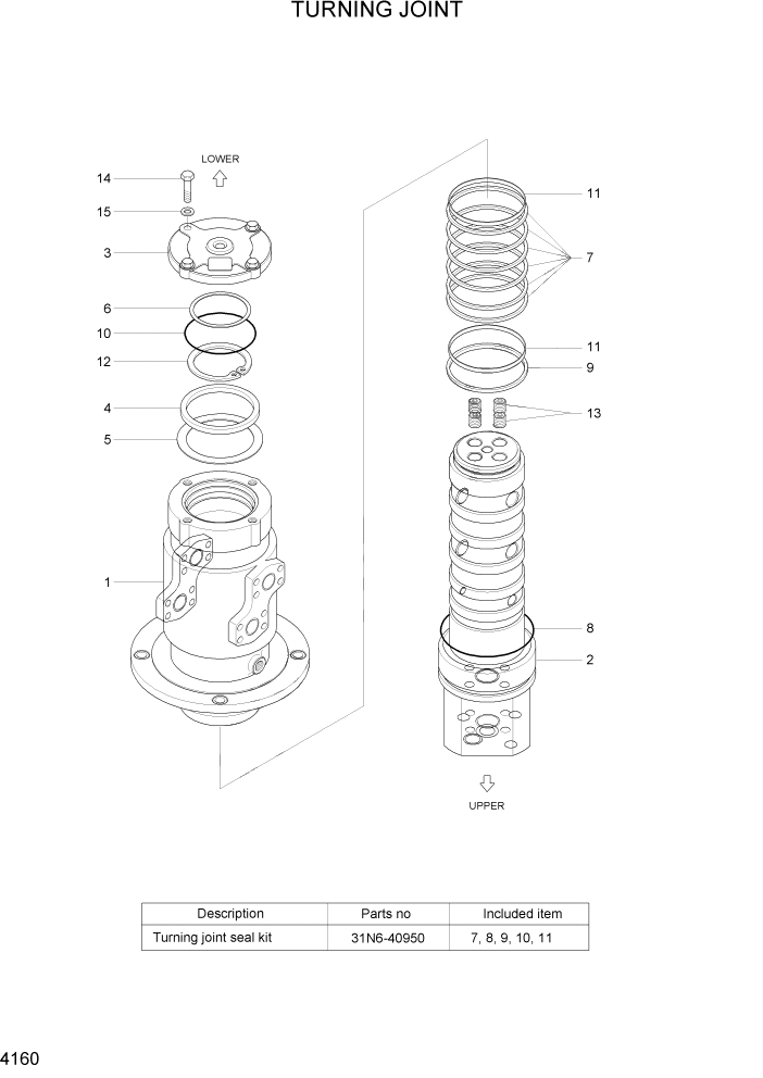 Схема запчастей Hyundai R110-7 - PAGE 4160 TURNING JOINT ГИДРАВЛИЧЕСКИЕ КОМПОНЕНТЫ