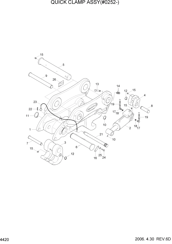 Схема запчастей Hyundai R110-7 - PAGE 4420 QUICK CLAMP ASSY(#0252-) ГИДРАВЛИЧЕСКИЕ КОМПОНЕНТЫ