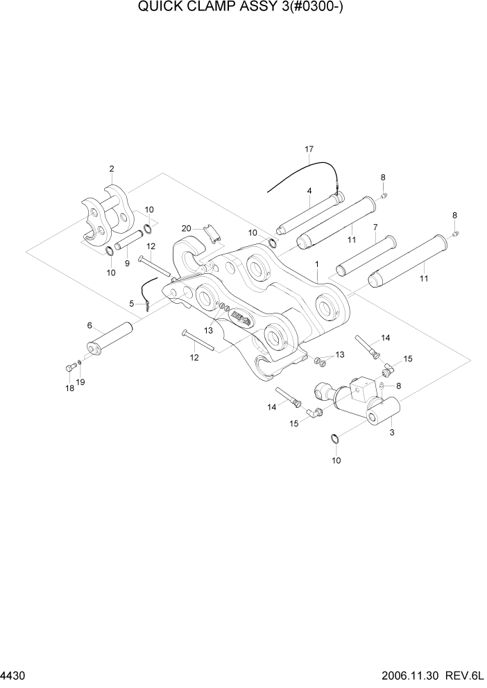 Схема запчастей Hyundai R110-7 - PAGE 4430 QUICK CLAMP ASSY 3(#0300-) ГИДРАВЛИЧЕСКИЕ КОМПОНЕНТЫ