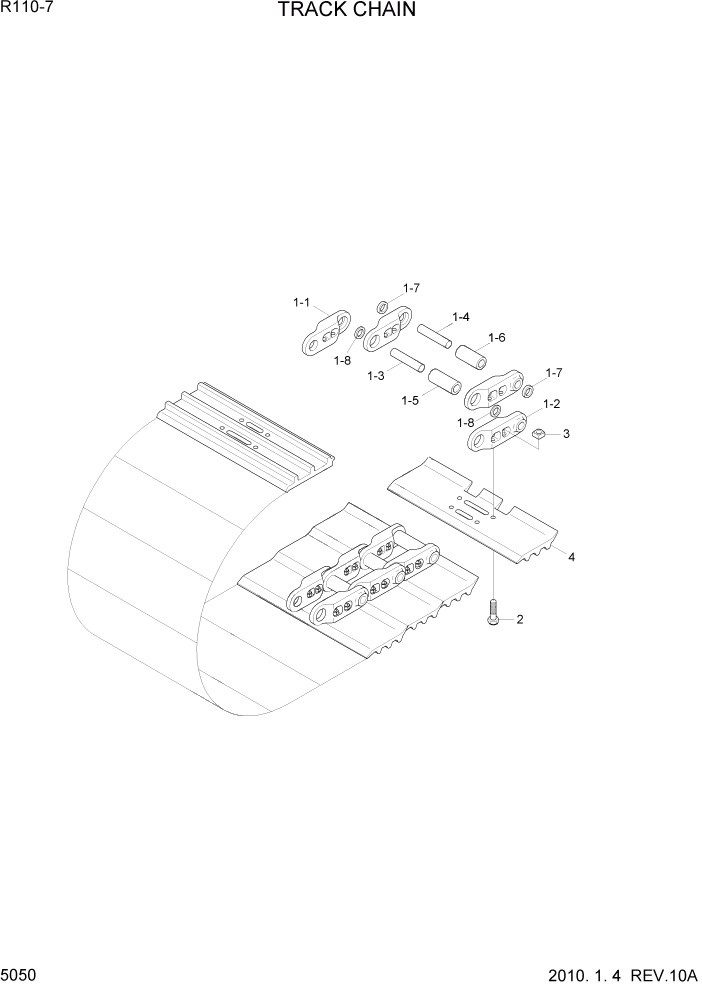 Схема запчастей Hyundai R110-7 - PAGE 5050 TRACK CHAIN ХОДОВАЯ ЧАСТЬ