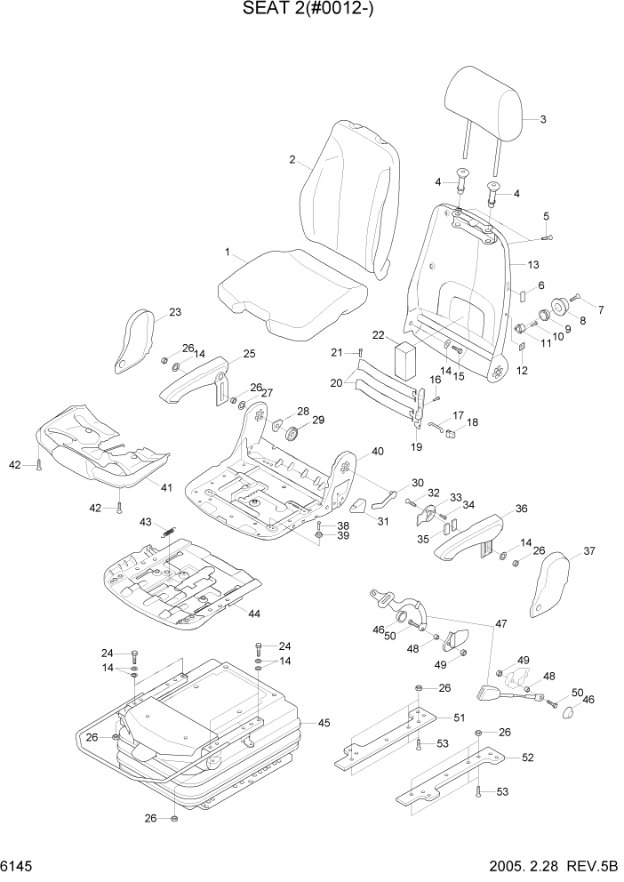 Схема запчастей Hyundai R110-7 - PAGE 6145 SEAT 2 (#0012-) СТРУКТУРА