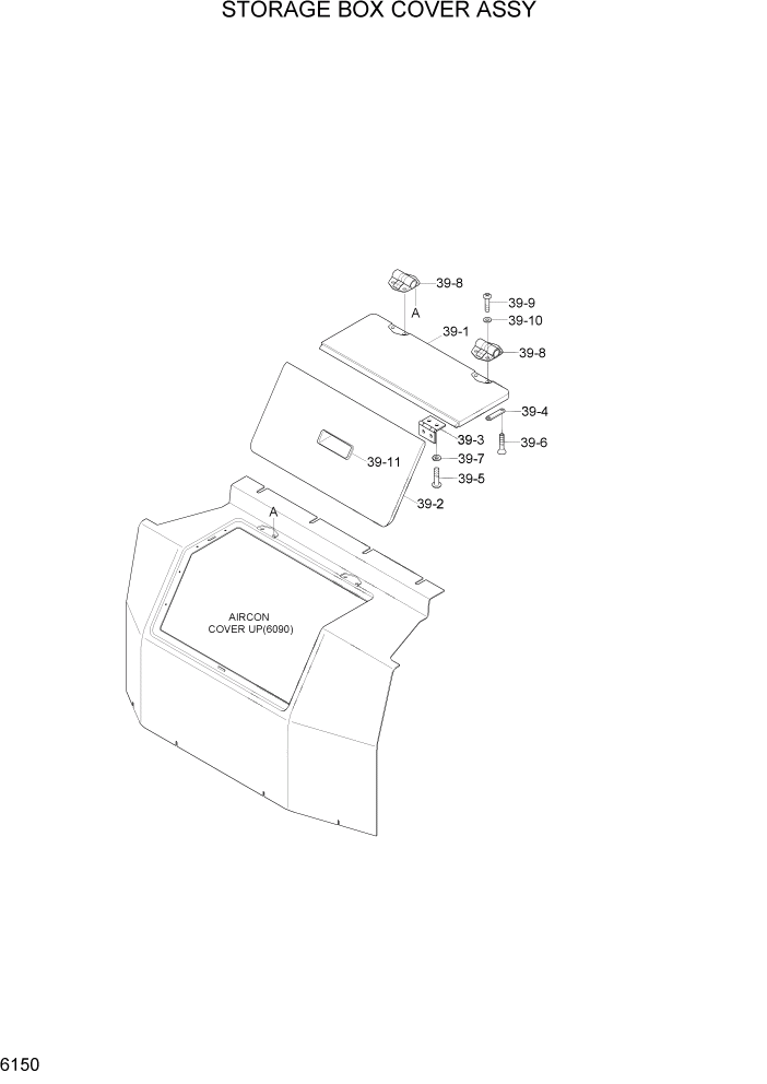 Схема запчастей Hyundai R110-7 - PAGE 6150 STORAGE BOX COVER ASSY СТРУКТУРА