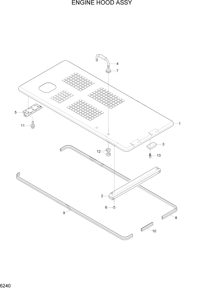 Схема запчастей Hyundai R110-7 - PAGE 6240 ENGINE HOOD ASSY СТРУКТУРА