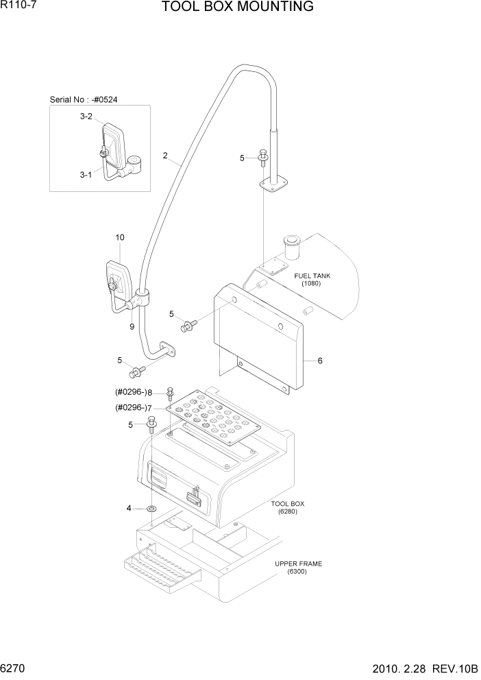 Схема запчастей Hyundai R110-7 - PAGE 6270 TOOL BOX MOUNTING СТРУКТУРА