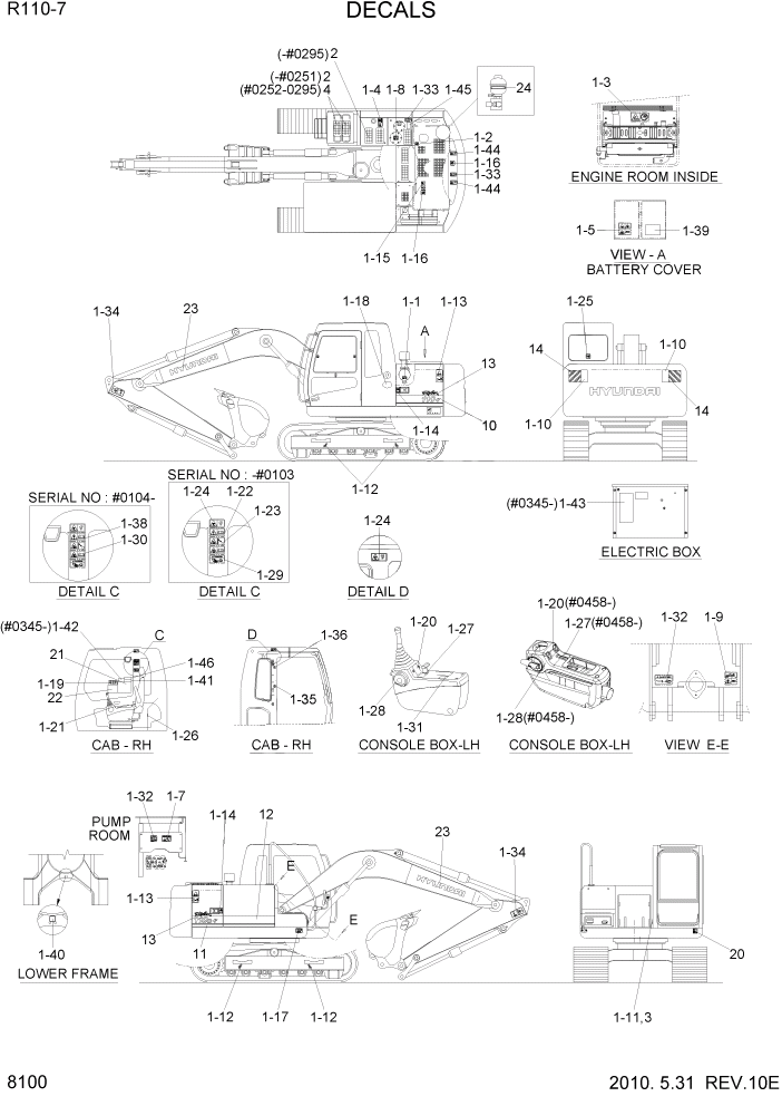 Схема запчастей Hyundai R110-7 - PAGE 8100 DECALS ДРУГИЕ ЧАСТИ