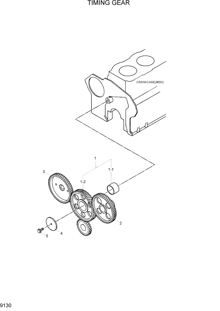 Схема запчастей Hyundai R110-7 - PAGE 9130 TIMING GEAR ДВИГАТЕЛЬ БАЗА