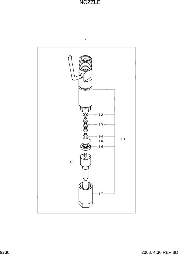 Схема запчастей Hyundai R110-7 - PAGE 9230 NOZZLE ДВИГАТЕЛЬ БАЗА